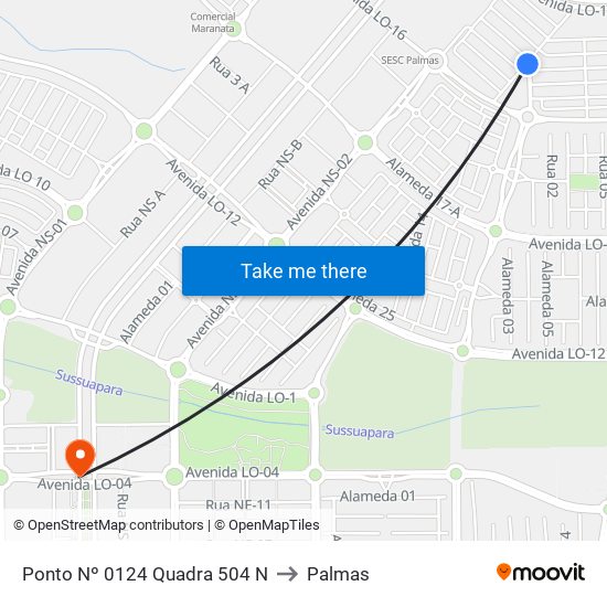 Ponto Nº 0124 Quadra 504 N to Palmas map