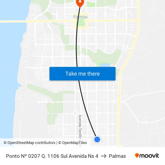 Ponto Nº 0207 Q. 1106 Sul Avenida Ns 4 to Palmas map