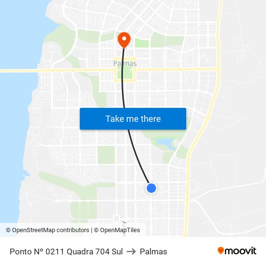 Ponto Nº 0211 Quadra 704 Sul to Palmas map