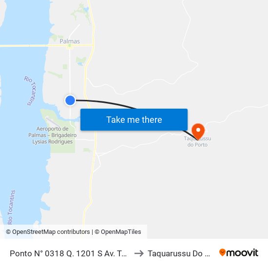 Ponto N° 0318 Q. 1201 S Av. Teotônio to Taquarussu Do Porto map
