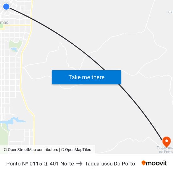 Ponto Nº 0115 Q. 401 Norte to Taquarussu Do Porto map