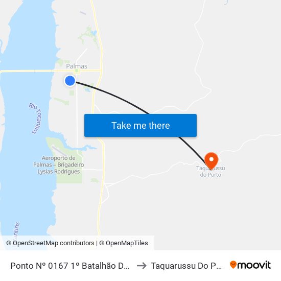 Ponto Nº 0167 1º Batalhão Da PM to Taquarussu Do Porto map