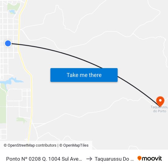 Ponto Nº 0208 Q. 1004 Sul Avenida Ns 4 to Taquarussu Do Porto map