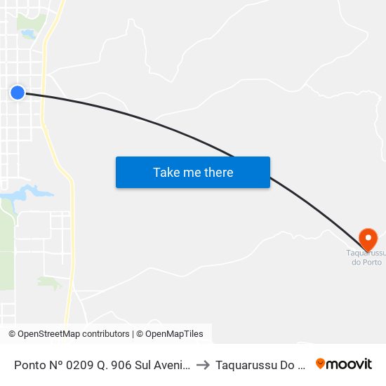 Ponto Nº 0209 Q. 906 Sul Avenida Ns 4 to Taquarussu Do Porto map
