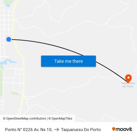 Ponto N° 0226 Av. Ns 10, to Taquarussu Do Porto map