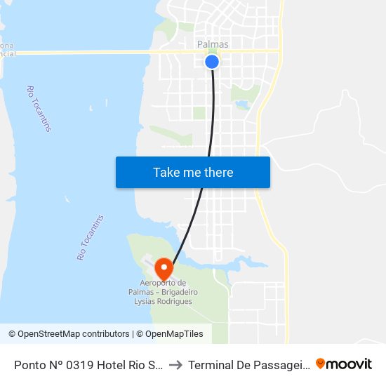 Ponto Nº 0319 Hotel Rio Sono to Terminal De Passageiros map