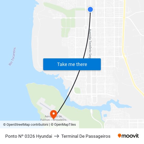 Ponto Nº 0326 Hyundai to Terminal De Passageiros map