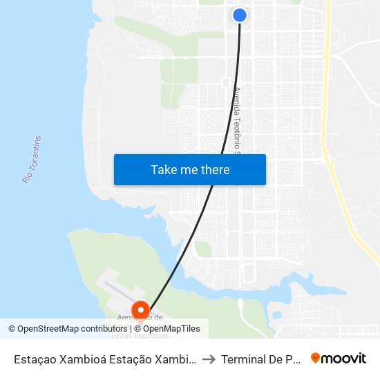 Estaçao Xambioá, Sul-Norte | Av. Joaquim Teotônio Segurado, 981 to Terminal De Passageiros map