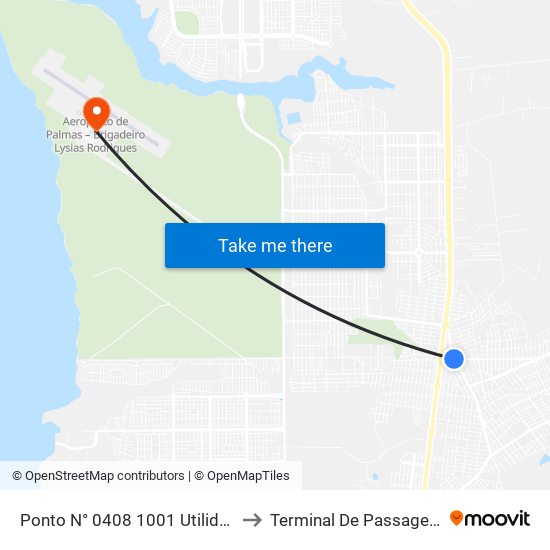 Ponto N° 0408 1001 Utilidades to Terminal De Passageiros map