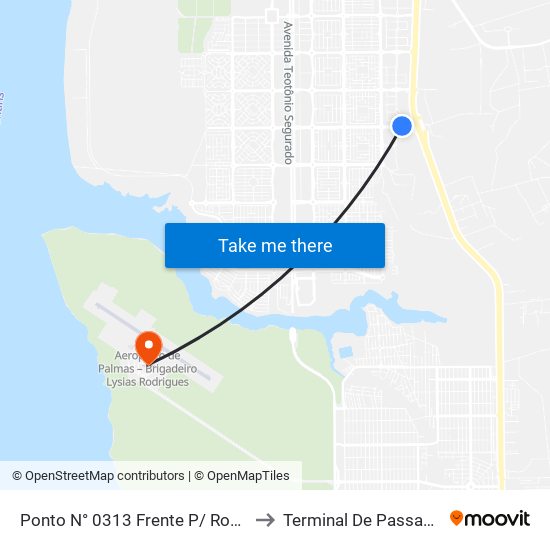 Ponto N° 0313 Frente P/ Rodoviária to Terminal De Passageiros map