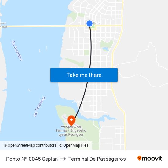Ponto Nº 0045 Seplan to Terminal De Passageiros map