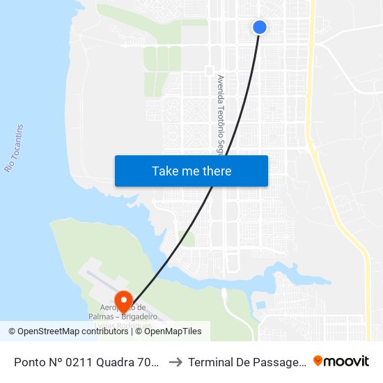 Ponto Nº 0211 Quadra 704 Sul to Terminal De Passageiros map