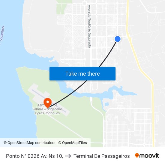 Ponto N° 0226 Av. Ns 10, to Terminal De Passageiros map