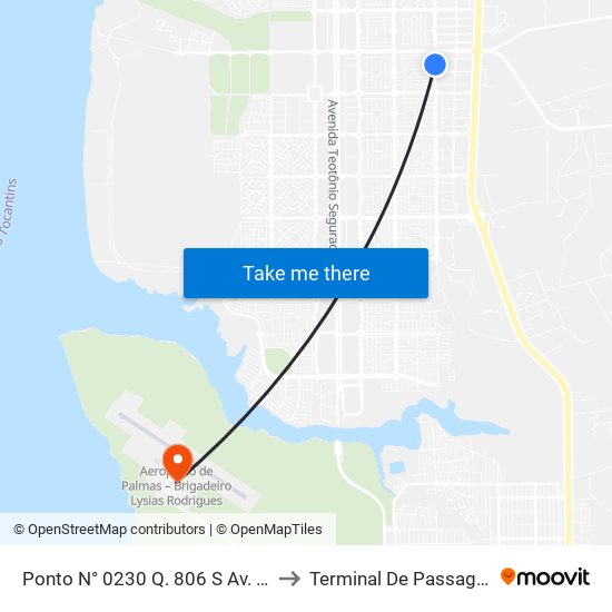 Ponto N° 0230 Q. 806 S Av. Ns 10 to Terminal De Passageiros map