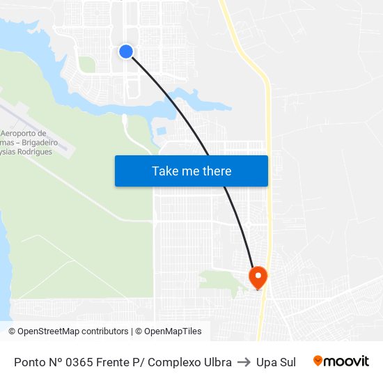Ponto Nº 0365 Frente P/ Complexo Ulbra to Upa Sul map