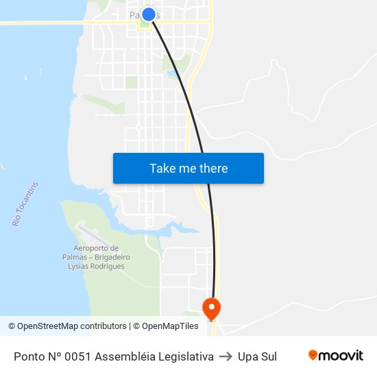 Ponto Nº 0051 Assembléia Legislativa to Upa Sul map