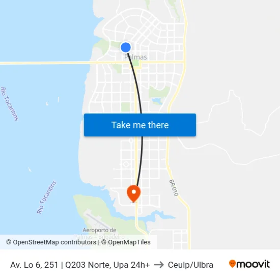 Av. Lo 6, 251 | Q203 Norte, Upa 24h+ to Ceulp/Ulbra map