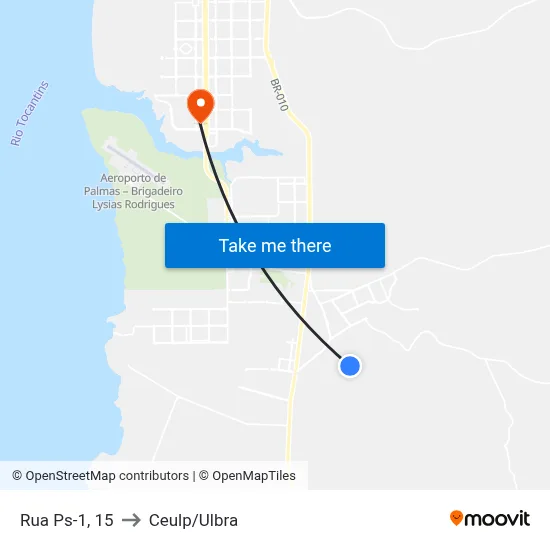 Rua Ps-1, 15 to Ceulp/Ulbra map