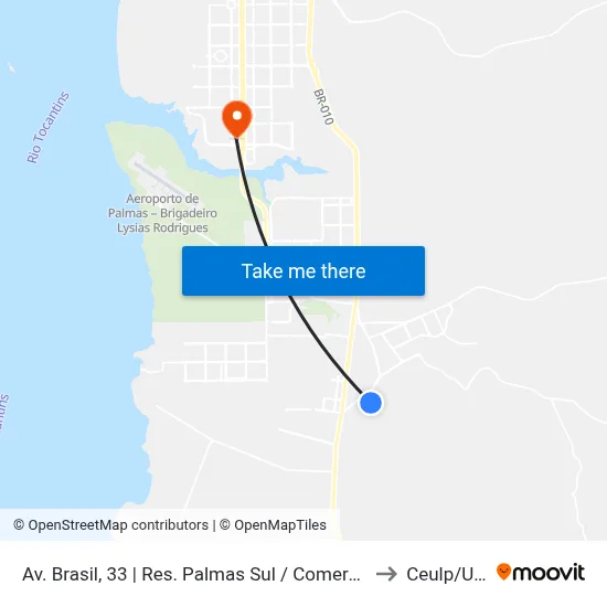 Av. Brasil, 33 | Res. Palmas Sul / Comercial Borges to Ceulp/Ulbra map