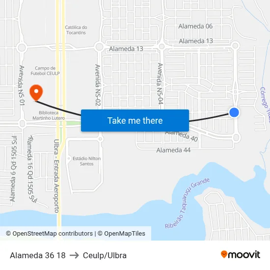 Alameda 36 18 to Ceulp/Ulbra map