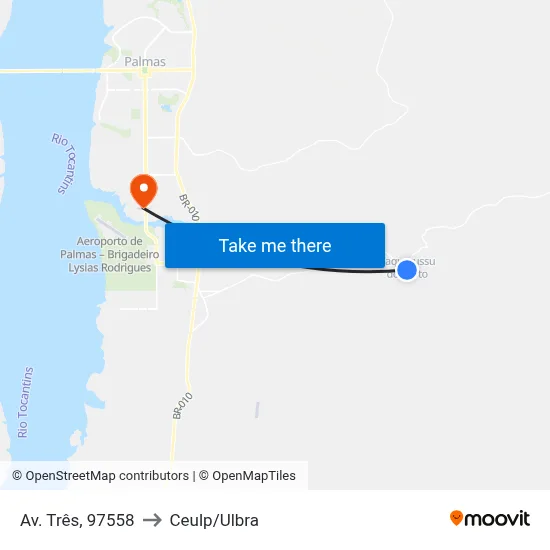 Av. Três, 97558 to Ceulp/Ulbra map