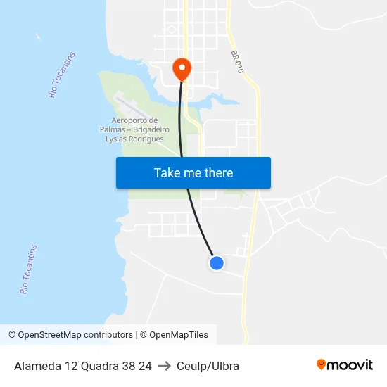 Alameda 12 Quadra 38 24 to Ceulp/Ulbra map
