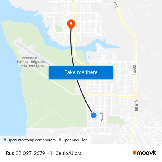 Rua 22 Q27, 2679 to Ceulp/Ulbra map