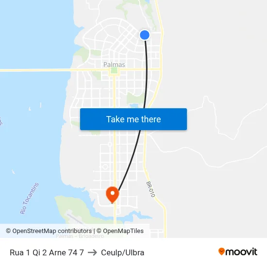 Rua 1 Qi 2 Arne 74 7 to Ceulp/Ulbra map