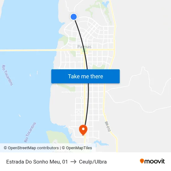 Estrada Do Sonho Meu, 01 to Ceulp/Ulbra map