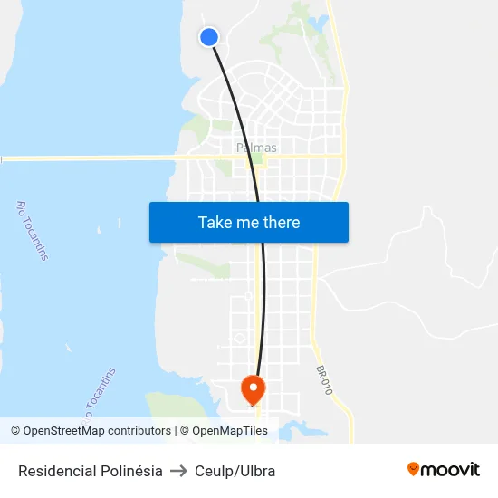 Residencial Polinésia to Ceulp/Ulbra map