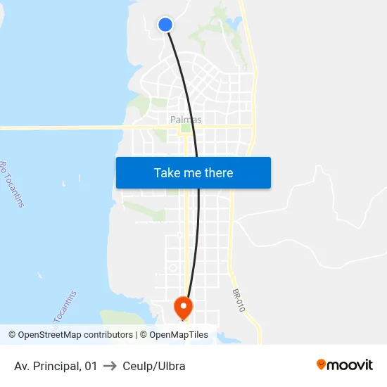 Av. Principal, 01 to Ceulp/Ulbra map