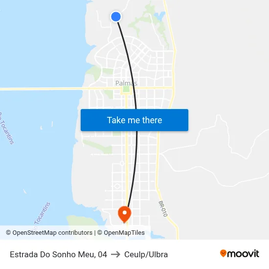 Estrada Do Sonho Meu, 04 to Ceulp/Ulbra map