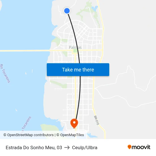 Estrada Do Sonho Meu, 03 to Ceulp/Ulbra map