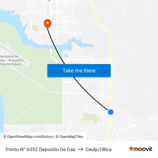 Ponto N° 0352 Deposito De Gás to Ceulp/Ulbra map