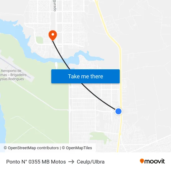 Ponto N° 0355 MB Motos to Ceulp/Ulbra map