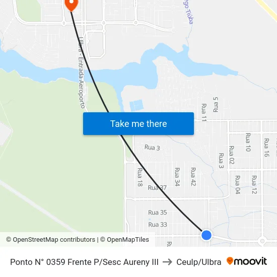 Ponto N° 0359 Frente P/Sesc Aureny III to Ceulp/Ulbra map