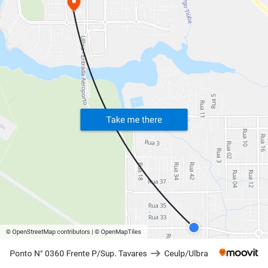 Ponto N° 0360 Frente P/Sup. Tavares to Ceulp/Ulbra map