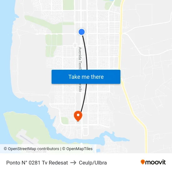 Ponto N° 0281 Tv Redesat to Ceulp/Ulbra map
