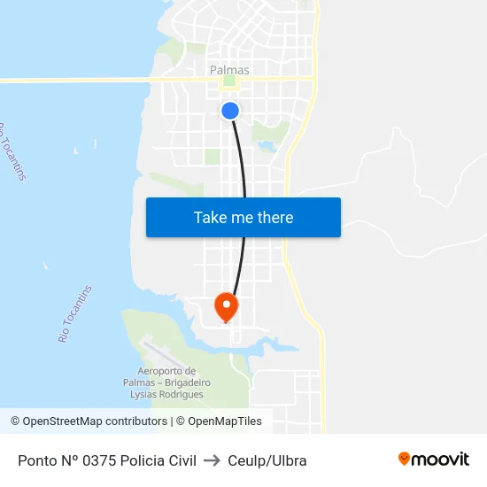 Ponto Nº 0375 Policia Civil to Ceulp/Ulbra map
