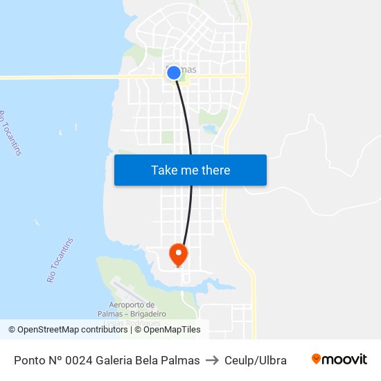 Ponto Nº 0024 Galeria Bela Palmas to Ceulp/Ulbra map