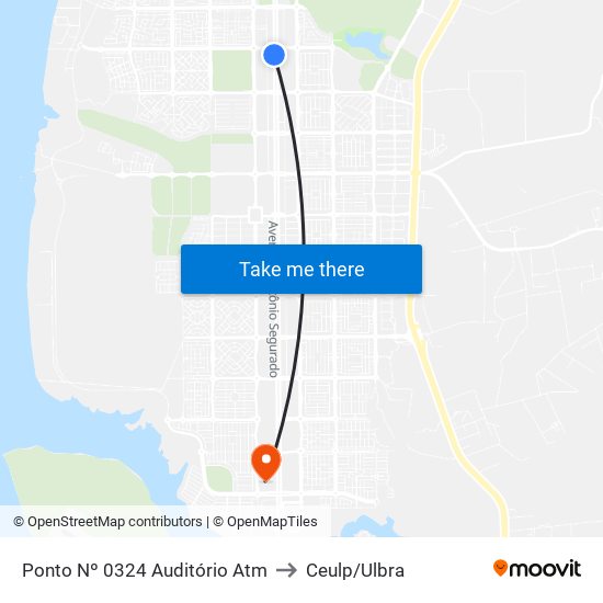 Ponto Nº 0324 Auditório Atm to Ceulp/Ulbra map