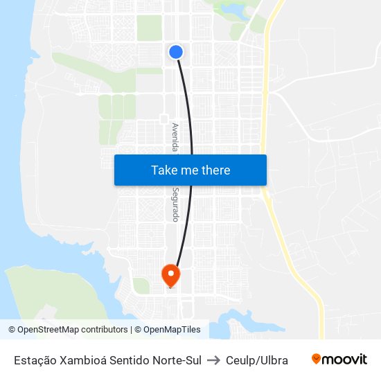 Estação Xambioá Sentido Norte-Sul to Ceulp/Ulbra map