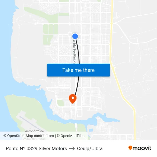 Ponto Nº 0329 Silver Motors to Ceulp/Ulbra map