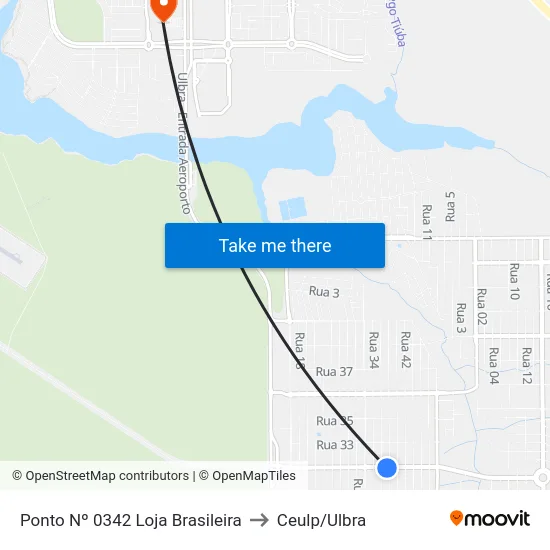 Ponto Nº 0342 Loja Brasileira to Ceulp/Ulbra map