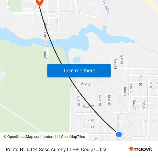 Ponto Nº 0344 Sesc Aureny III to Ceulp/Ulbra map