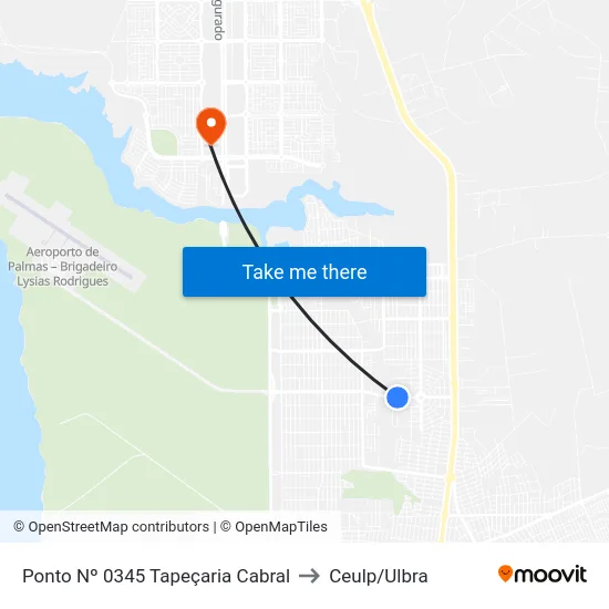 Ponto Nº 0345 Tapeçaria Cabral to Ceulp/Ulbra map