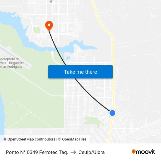 Ponto N° 0349 Ferrotec Taq. to Ceulp/Ulbra map