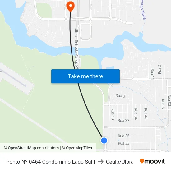 Ponto Nº 0464 Condomínio Lago Sul I to Ceulp/Ulbra map