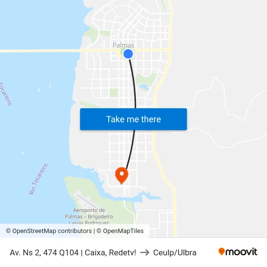 Av. Ns 2, 474 Q104 | Caixa, Redetv! to Ceulp/Ulbra map