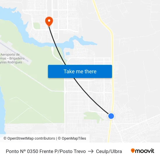 Ponto Nº 0350 Frente P/Posto Trevo to Ceulp/Ulbra map